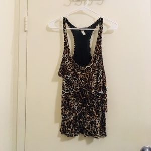 Wet seal animal print racer back Tank top Sz S